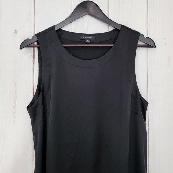 H by Halston Satin Color Block Asymmetrical Hem Tunic Dress - Picture 2 of 9